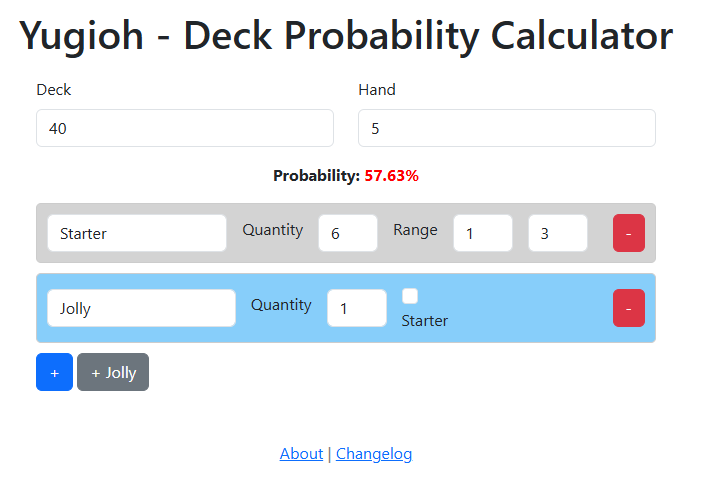 Yu-Gi-Oh! Deck Hypergeometric Calculator version 1.0.0